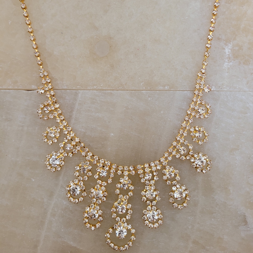 18k Gold Plated Diamond Necklace with earrings Set